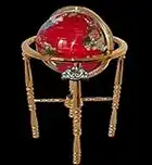 Unique Art 330-GBH-RED-GOLD 36-Inch by 13-Inch Floor Standing Red Lapis Ocean Gemstone World Globe with Gold 4-Leg Stand