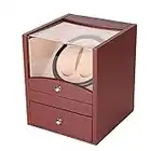 Remontoir de Montre, boîte à Automatique Faible Bruit 2 + pour Montre-Bracelet mécanique Montres Automatiques Watch Montre Enrouleur avec Moteur Silencieux Boîte en Cuir PU Box Single (Marron)