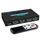 SGEYR HDMI 2.0 Switch Splitter 3 Port 4K HDMI Switcher 3 in 1 Out Metal HDMI Switches Selector Box with IR Remote IR Remote Control Support HDCP 2.2 Support 4K@60Hz Ultra HD 3D 2160P 1080P