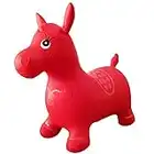 Horse Bouncer with Hand Pump, Inflatable Space Hopper, Ride-on Bouncy Animal (Red)