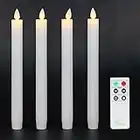 Fanna 4 Led Velas Cónicas blanco, Velas Led efecto llama Parpadeante con mando a distancia y pilas incluidas - Altura 24cm