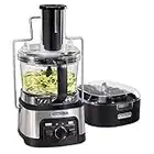 Hamilton Beach Professional Stack & Snap Food Processor & Veggie Spiralizer for Slicing, Shredding and Kneading, Extra-Large 3" Feed Chute Fits Whole Vegetables, 12 Cups, Stainless Steel (70815)