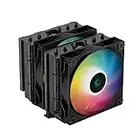 DeepCool GAMMAXX AG620 BK ARGB, Dissipatore Aria per CPU Tutto Nero, 6 HeatPipes,2x 120 mm ARGB Sync Ventola FDB PWM, TDP 260W, LGA1700 e AM5 Compatibile