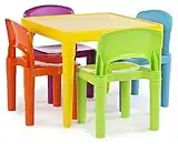 Humble Crew Kids Plastic 4 Set, Yellow Table/Vibrant Chairs