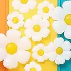 GIHOO Daisy Balloons 9 Pieces White Daisy Flower Balloons for Groovy Daisy Theme Girls Birthday Party Wedding Baby Shower Eater Balloon Decor (3 sizes mixed)