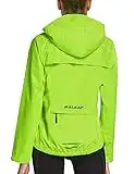 BALEAF Veste Cyclisme Femme Veste de Pluie Manteau Imperméable Femme avec Capuche Zippé Coupe-Vent Femme Respirant Veste Femme Sport Légère pour Camping Voyage Randonnée Jaune XL