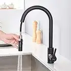 Rubinetto Cucina con Doccetta Estraibile, Lonheo Miscelatore Cucina Nero con Doccetta in Acciaio Inox, 2 Modalità, Girevole a 360°, Disponibile Freddo e Caldo