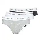 Calvin Klein Slip Hipster Uomo Confezione da 3 Cotone Elasticizzato, Multicolore (Black/White/Grey Heather), M