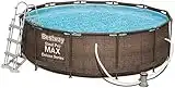 Bestway Power Steel Deluxe 366x100 cm, Frame Pool rund mit stabilem Stahlrahmen im Komplett-Set, rattan