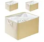 Mangata Super Grande Set di Cesti di Stoccaggio in Tessuto 50 x 40 x 30 cm, 3 scatole di stoccaggio pieghevoli per scaffali, armadio, guardaroba (Beige, XXL)