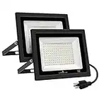 GLORIOUS-LITE LED Flood Lights Outdoor, 100W 10000LM Outside LED Work Light with Plug, 6000K Daylight White, IP66 Waterproof Portable Spot Security Lights for Garage, Yard, Garden, Playground(2 Pack)