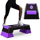 COSTWAY Aerobic Stepper, 2/3 Levels Height Adjustable Exercise Step Platform with Risers and Non-Slip Surface, Workout Fitness Step Board for Home Gym (Purple+Black, 70)