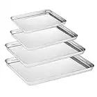 Velaze Set 4 Teglie da Forno in Acciaio Inox, Teglia Vassoio Rettangolare per Pane, Biscotti, Pizza e Torte, Atossico e Antiaderente, 23cm, 26cm, 31cm, 40cm