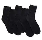 Women's Cozy Fluffy Socks Fuzzy Socks Plush Socks 5 Pairs (Black)