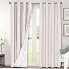 Linen Blackout Curtains 96 Inches Long 100% Total Blackout Heavy-Duty Draperies for Living Room Bedroom Thermal Insulated Textured Functional Window Treatment Anti Rust Grommet, 2 Panels, Ivory