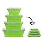 Collapsible Foldable Silicone Food Storage Containers, Set of 4, Collapsible Camping Bowl with Airtight Lid and Vent Valve, Leftover Meal box, Collapsible bento lunch box for Outdoor, Travel, Hiking, Microwave Freezer Dishwasher Safe, Foldable Design BPA Free