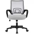 Yaheetech Chaise de Bureau à roulettes Maille Mesh Fauteuil Ordinateur Inclinable Pivotant Siège et Base Plus Larges Hauteur Réglable avec Accoudoirs Gris