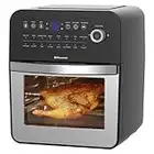 EMtronics Air Fryer Oven Combi, Rotisserie and Grill, Large Family Size 12L with 16 Pre-Set Menus for Oil Free Cooking – Silver