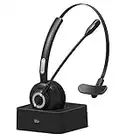 Funtuan Office Bluetooth Headset with Mic,Wireless Bluetooth Headphone,Noise Cancelling Trucker Bluetooth Headset,Handsfree Headset with Charging Dock for Call Center,Home,Smartphones,PC