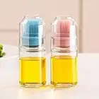 2 Pz Bottiglia di Olio con Pennello, Spazzola da Pasticceria in Silicone Portatile, Bottiglia per Condimenti Dosatore Aceto Olio in Vetro Dispenser, Distributore di Olio Alimentare per Cucina Liquido