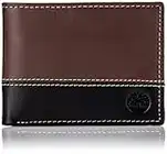 Timberland Men's Leather Passcase Trifold Wallet Hybrid, Brown/Black, One Size