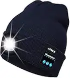 ATNKE LED Bluetooth Gorro Luz,USB Recargable inalámbrico Musical Running Hat Ultra Brillante 4 LED Luz Lámpara de Impermeable Uso para Camping Ciclismo/Navy Blue