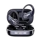 ANINUALE Wireless Earbuds 70Hrs Playtime Bluetooth 5.3 Earphones with Mic Charging Case LED Display Headphones IPX7 Waterproof Over Ear Earhooks Headset Sport Buds Earbuds, R8-Black, S (R8)