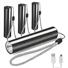 YzzYzz Small Torch Rechargeable, 4 Pack Mini Torch LED Flashlight Black, 3 Lighting Modes, Long Battery Life, Portable USB Pocket Torches with Lanyards for Camping Outdoor Emergency, Built in Battery