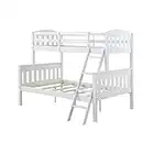 Dorel Living Airlie Solid Wood Bunk Beds Twin Over Full with Ladder and Guard Rail, White