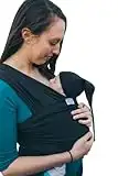 Baby Wrap Sling Organic Stretchy Premium Carrier | UK/EU Safety Tested | Made in UK by Joy and Joe | Suitable from Birth to 16Kg | with Hat, Bag and Full Colour Instruction (Black)