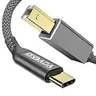 AkoaDa USB C to Printer Cable 10ft, USB C to USB B Male Scanner Cord Compatible with DIMI, Google Chromebook Pixel, MacBook Pro, HP Canon Printers, iPad Pro and More Type-C Devices/Laptops(Grey)…