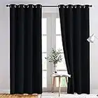 NICETOWN Sun Blocking Curtain Panels - Black Heavy-Duty Thermal Insulated Blackout Curtains for Living Room (52 by 84 Inches, Black, Set of 2)