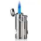 Cigar Torch Butane Lighters Fuel Refillable Lighter with Punch Cutter and Set Double Jet Strong Flame Windproof