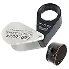 Grossissement Jewelers Eye Loupe Triplet Lens Loupe Pliable loupe pour Les Pierres précieuses, Bijoux, pièces de Monnaie, Timbres, etc (30x grossissement + lumière UV LED)