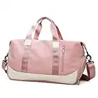 Keyck Bolsa Deporte Viaje Weekender con Compartimento Zapatos y Bolsillo Húmedo, Bolsos de Gimnasio para Hombres y Mujeres Bolsa de Mano Gran Capacidad Ligera Plegable Impermeable Resistente, Rosa