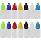 CODIRATO Bouteilles de Liquide 70 PCS avec Système d'Égouttement, Bouteilles en Plastique Vides avec Flacons Compte-Gouttes pour E-Liquide, Huiles, Colorants et Autres Liquides (10ML)