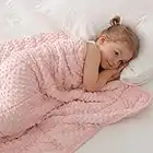 Huloo Sleep Kids Weighted Blanket Twin 7lbs (41"×60",Pink) Breathable Soft Minky Weighted Throw Blanket for All Season,Heavy Blanket with Premium Glass Beads