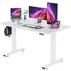 YESHOMY Height Adjustable Electric Standing Desk 55 inch Computer Table, Home Office Workstation, 55in, White Leg/White Top