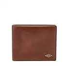 Fossil Men's Ryan Leather RFID-Blocking Bifold with Coin Pocket Wallet, Dark Brown, (Model: ML3736201)