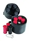 Nicky Clarke Heated 25 mm Rollers Compact Travel Set of 12, Ionic Self Grip with Pin Clips and Zip Storage Bag, Black & Red - NHS005