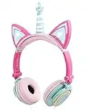 esonstyle Unicorn Kids Headphones, Glowing Cat Ear Headphones with 85db Volume Limit, Foldable Headphones for Kids Girls (Multicolor)