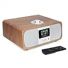 LEMEGA M3P WIFI Smart Radio,Internet Radio,FM Digital Radio,Spotify Connect,Bluetooth Speaker,Stereo Sound,Wooden Box,Headphones-Out,AUX-In,40 Presets,Dual Alarms Clock,Remote and App Control – Walnut