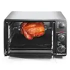 Elite Gourmet ERO-2008NFFP Countertop XL Toaster Oven Rotisserie, Bake, Grill, Broil, Roast, Toast, Keep Warm and Steam, 23L capacity fits a 12” pizza, 6-Slice, Black