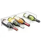 mDesign Practical Bottle Holder for The Refrigerator - Stackable Wine Rack for 5 Bottles - Ideal Beverage Storage for The Fridge - Clear