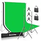 MOUNTDOG Photo Backdrop Stand Kit 10x6.5ft Background Stand Support System with 3 Muslin Backdrop Kits(White/Black/Chromakey Green Screen Kit) and Carry Bag for Portrait,Photo Video,Photography Studio