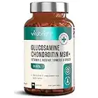 Glucosamine and Chondroitin MSM Joint Care Supplement - with Turmeric, Vitamin C, Ginger & Rosehip - High Strength - 180 Capsules - Premium Glucosamine Sulphate - Made in UK by VitaBright