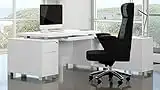 Zuri Furniture Modern 79" Ford Executive Desk with Right Return and Filing Cabinets - White
