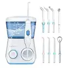 TUREWELL Water Flosser, 600ML Dental Oral Irrigator 10 Adjustable Pressure Settings Electric Dental Countertop Oral Irrigator For Teeth Clean, 8 Replaceable Jet Tips for Whole Family(White)