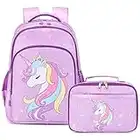 Zaino per Scuola Elementare Ragazza Zaino Bambina Unicorno Borsa 2 in 1 Zaini Ragazza Set per la Scuola, Leggero Zaini Scuola Zainetti per Bambini Borsa da Viaggio Girls School Bag Daypack