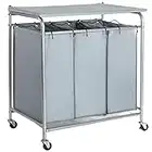 ARTALL Heavy-Duty Laundry Sorter Cart with Ironing Board and wheels Laundry Trolley with 3 Removable Bags Laundry Basket, Light Grey